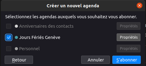 Ajout d'un nouvel agenda